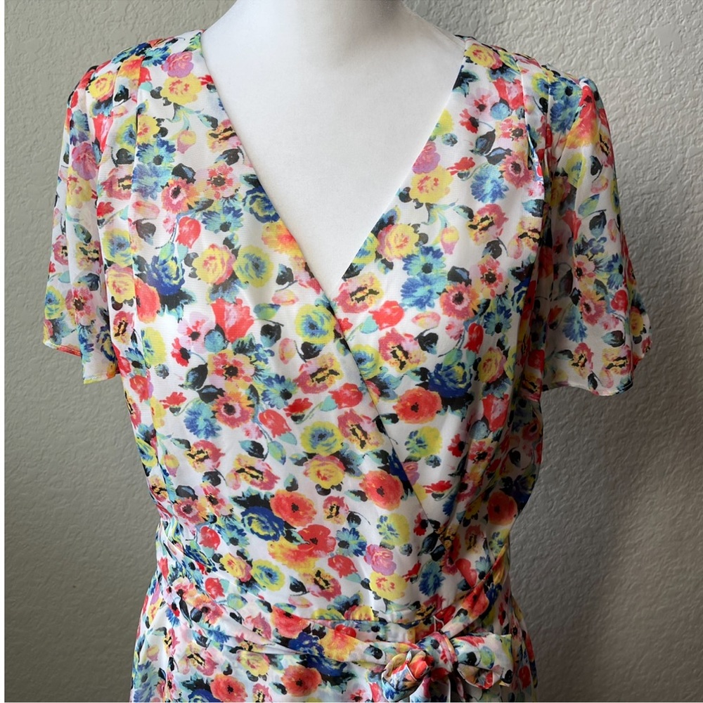 🆕 Tahari by Arthur S. Levine Women's Floral Chiffon Dress - Picture 5 of 12